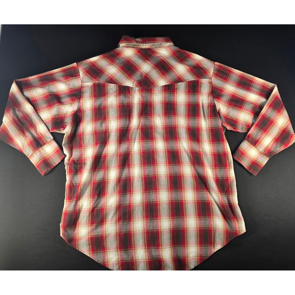 Ely Cattleman Mens XXL Red Plaid Western Pearl Snap Shirt Long Sleeve 33202909 - Picture 5 of 8